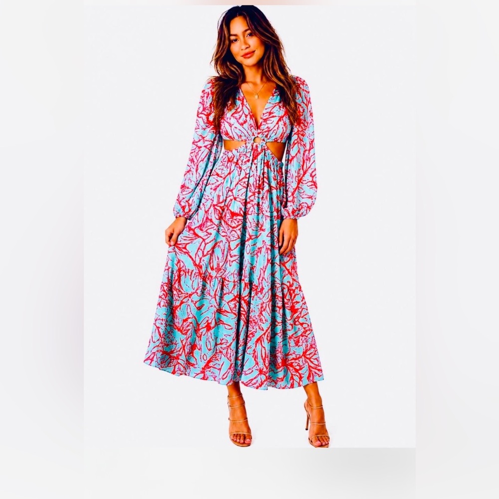 Floral Blue and Pink Maxi Dress